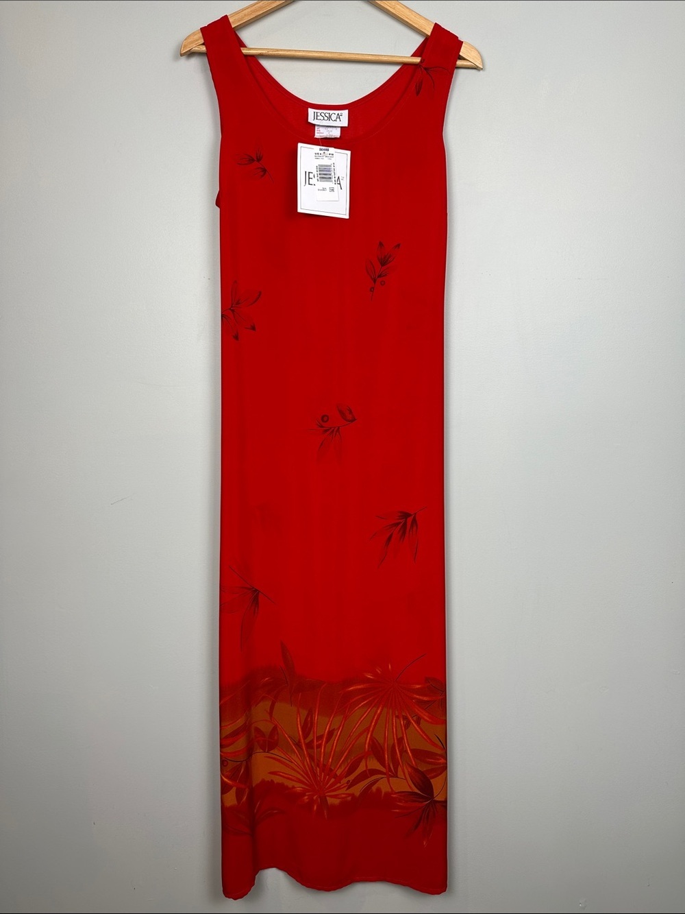 NWT Vintage Jessica Red maxi dress sleeveless vacation resort fall layering